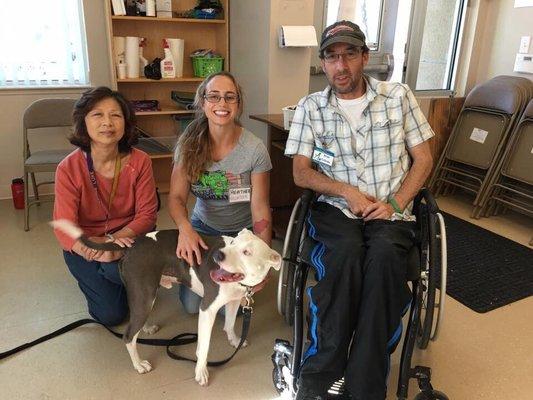 Bubbles is very happy he passed the Therapy Dog test! He now reads to children at Healdsburg center for Animals!