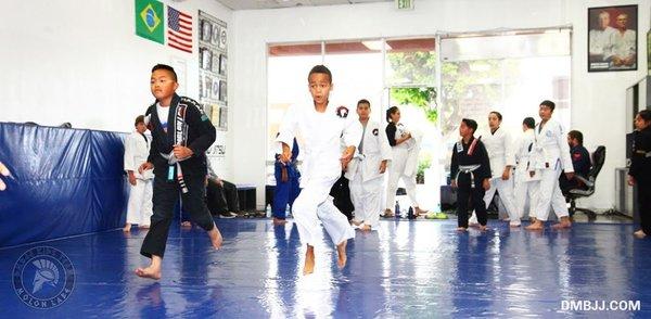 Kids Jiu-Jitsu class warning up!