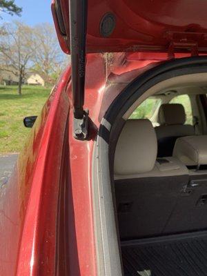 Large patch of dirt under the trunk door