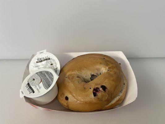 Blueberry bagel with cream cheese