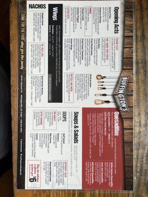 Front of menu