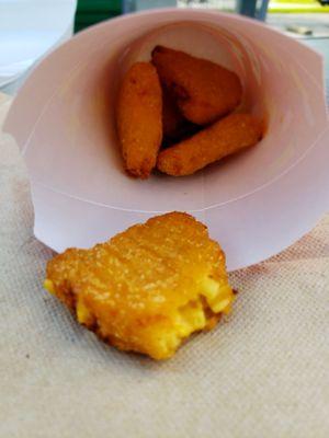 Macaroni and cheese wedges are cheesy bites of deliciousness