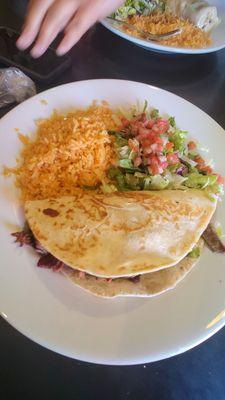 Lunch Especial quesadilla...wasn't bad but did need more cheese