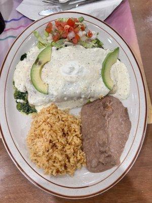 Spinach enchiladas avocado