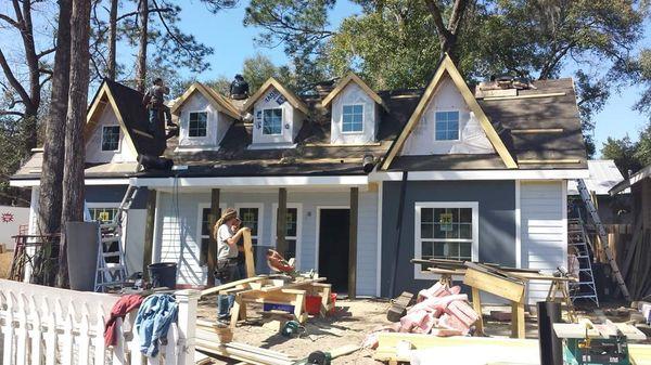 Working on the roof of a TV show Tiny House Nation featured on the FYI channel