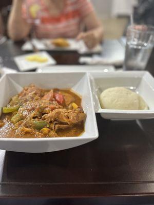 Peanut butter soup with chicken and FuFu. I also had a beef patty