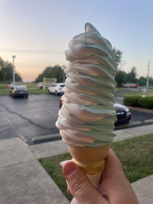 Blue and vanilla soft serve