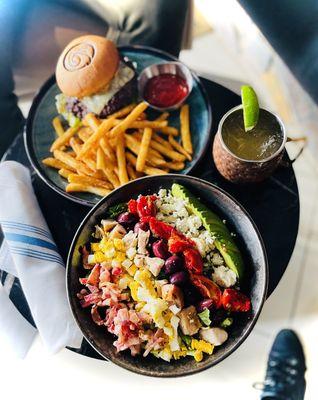 Cobb Salad + Rancharrah Wood Fired Burger (!!!!!)