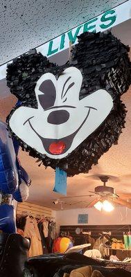 A winking face Mickey Mouse piñata!