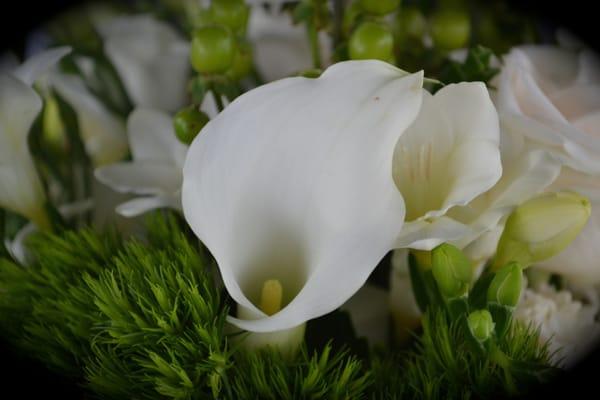 All white and Green Center Piece