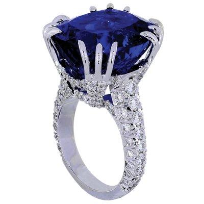 21Carat AAA D-Block Tanzanite Set in a custom made setting with Custom one of a king setting style!  you wont see this anywhere!