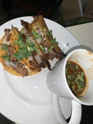 The delicious Birria tacos I made with ingredients sourced from the Ideal Market!