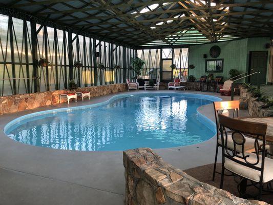 We offer a  20 x 40  concrete heated salt water pool located indoors.