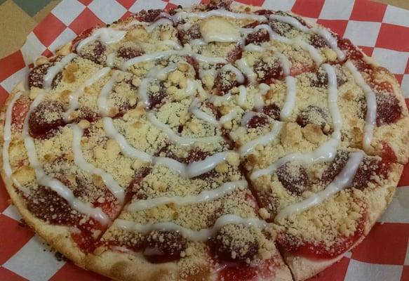 Cherry dessert pizza