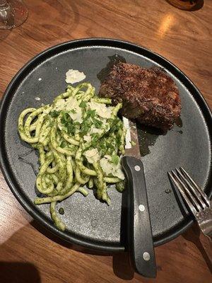 My filet with pesto pasta! Thank you sir may I have another?!