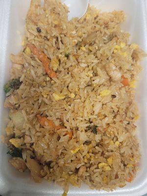 Chicken fried rice FIRE!!! Rice pan fried to a perfect soft but crisp to outside.