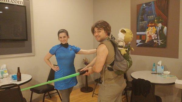 Star Wars vs Star Trek party and Yoda made an appearance