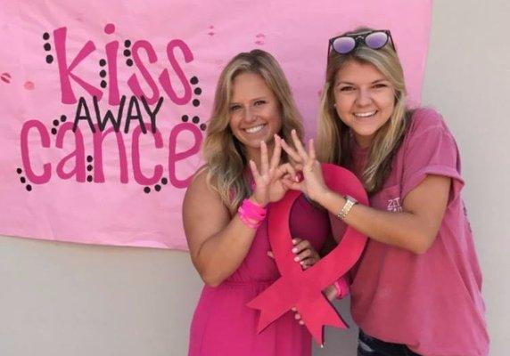 As a part of National Breast Cancer Awareness Month, Caley and her sorority sister at their Kiss Away Cancer fundraiser this week at Florida