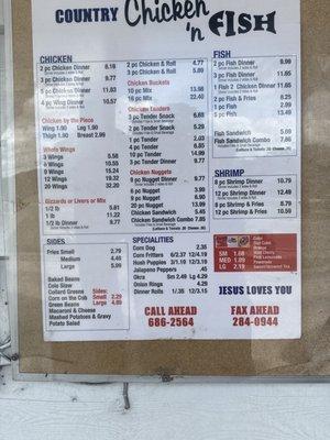 Updated menu