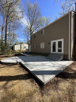 Stamped concrete on a raised block patio!