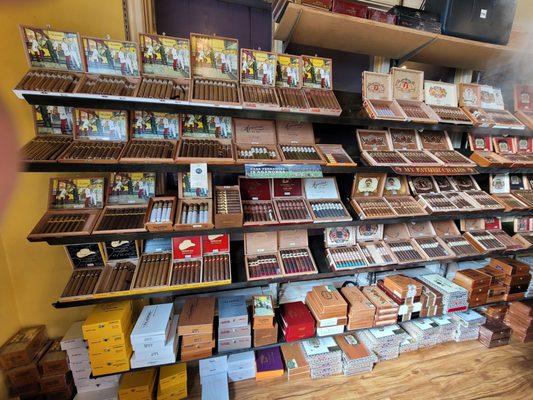 Large selection of cigars in the humidor