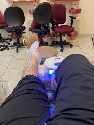 Enjoying the deluxe pedicure