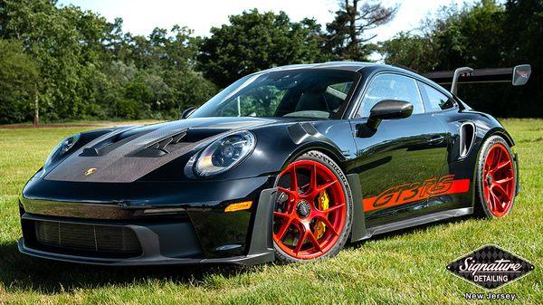 Porsche GT3 RS fully wrapped with PPF (clear bra) to protect surfaces from rock chips or dings by Signature Detailing NJ