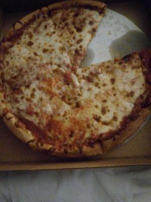 Looks like a frozen pizza to me. This is supposed to be a medium size. Cheese