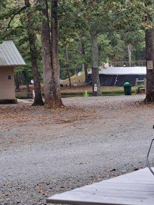 From our camp site u can see the pond and the bath house