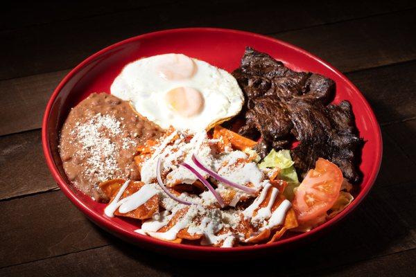 Chilaquiles con Arrachera