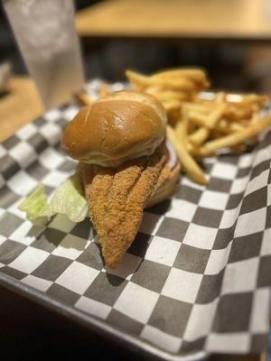 Catfish Fish Sandwich with fries