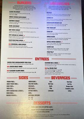 Food menu back