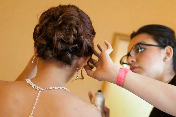 Close up look of my wedding hair