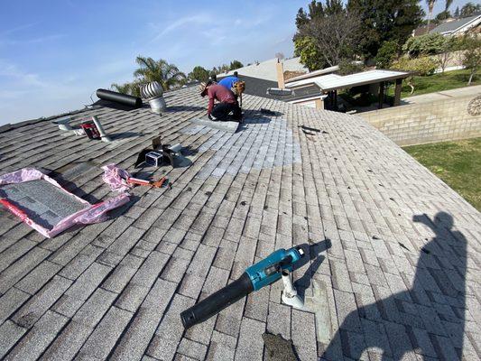 Fixing our roof from severe wind damage...