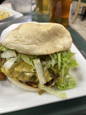 Hatch Green Chile Cheeseburger