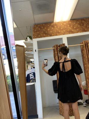 Back of dress-- process of being tailored.