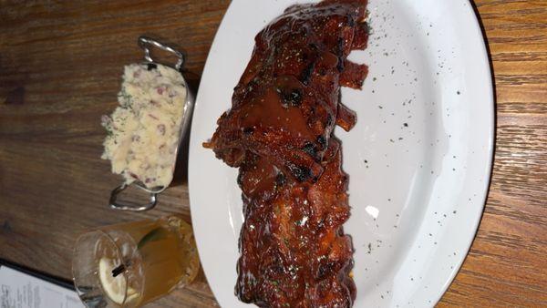 Garlic mash Garlic Mashed Potatoes and BBQ Pork Ribs - Full Rack