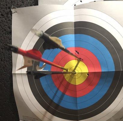 My best shot of the night! You can see how the arrows are pretty torn up here.