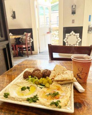 Farafel Sampler and hot black tea