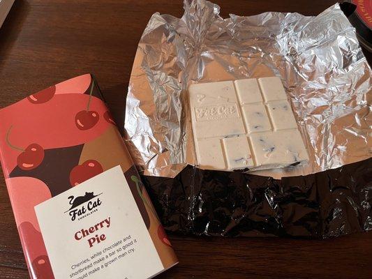 Cherry Pie Fat Cat chocolate bar