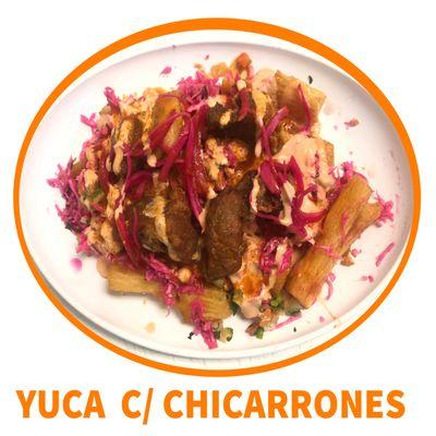 YUCA FRITA CON CHICHARRONES