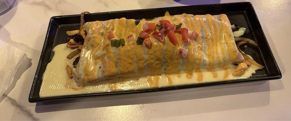 Burrito Texano - shrimp, chicken, steak. Yep I'm going back.