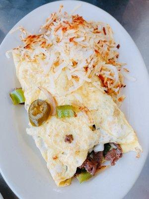 Philly Cheesesteak Omelet