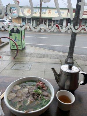 Great food, great tea on a rainy day!