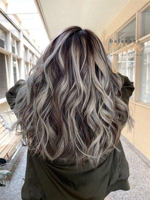 Platinum blonde balayage