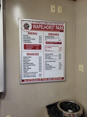 Concession menu