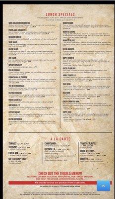 Lunch menu