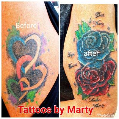 Cover up Before & After done by Marty