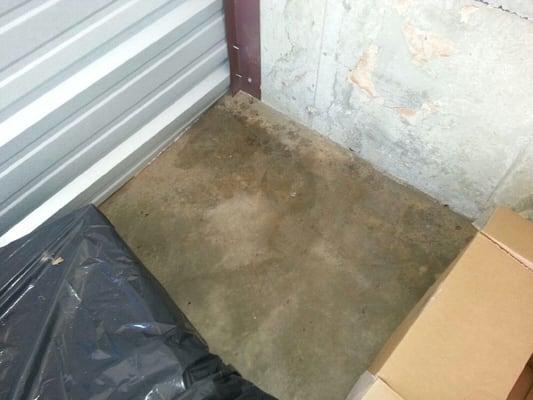 Corner of unit upon moving out. Definite water.