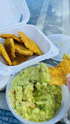 Tostones (fried plantains) & Guacamole